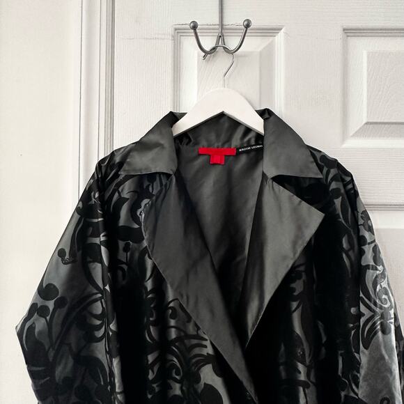 Shamask Bergdorf Goodman Silk Black Velvet Swirl Evening Boxy Blazer Coat 2 - Picture 2 of 12